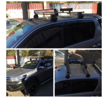 Багажник на крышу для Toyota Hilux 2017- с замком, Евродеталь, Чёрный, ED2-201F+ED7-225S+ED10-014