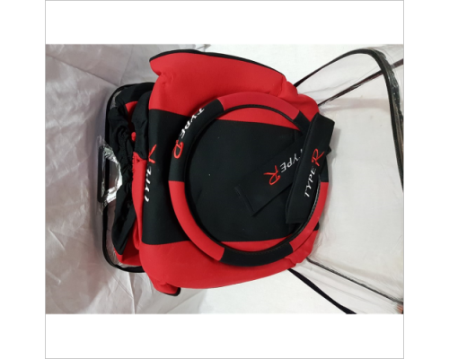 Чехлы сидений Type-R красные с рулем дутые